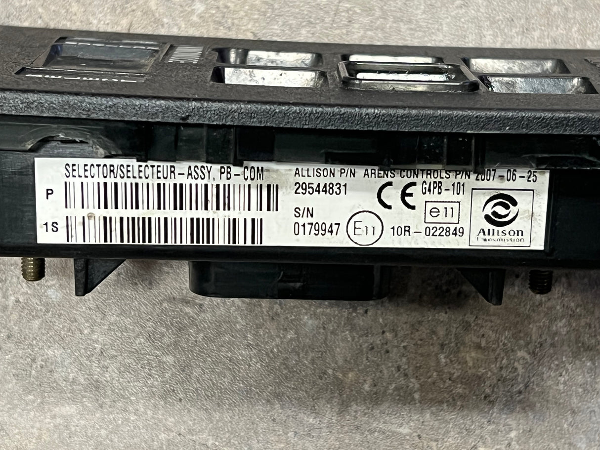 2007 Allison Transmission Push Button Electric Shifter Pad 29544831