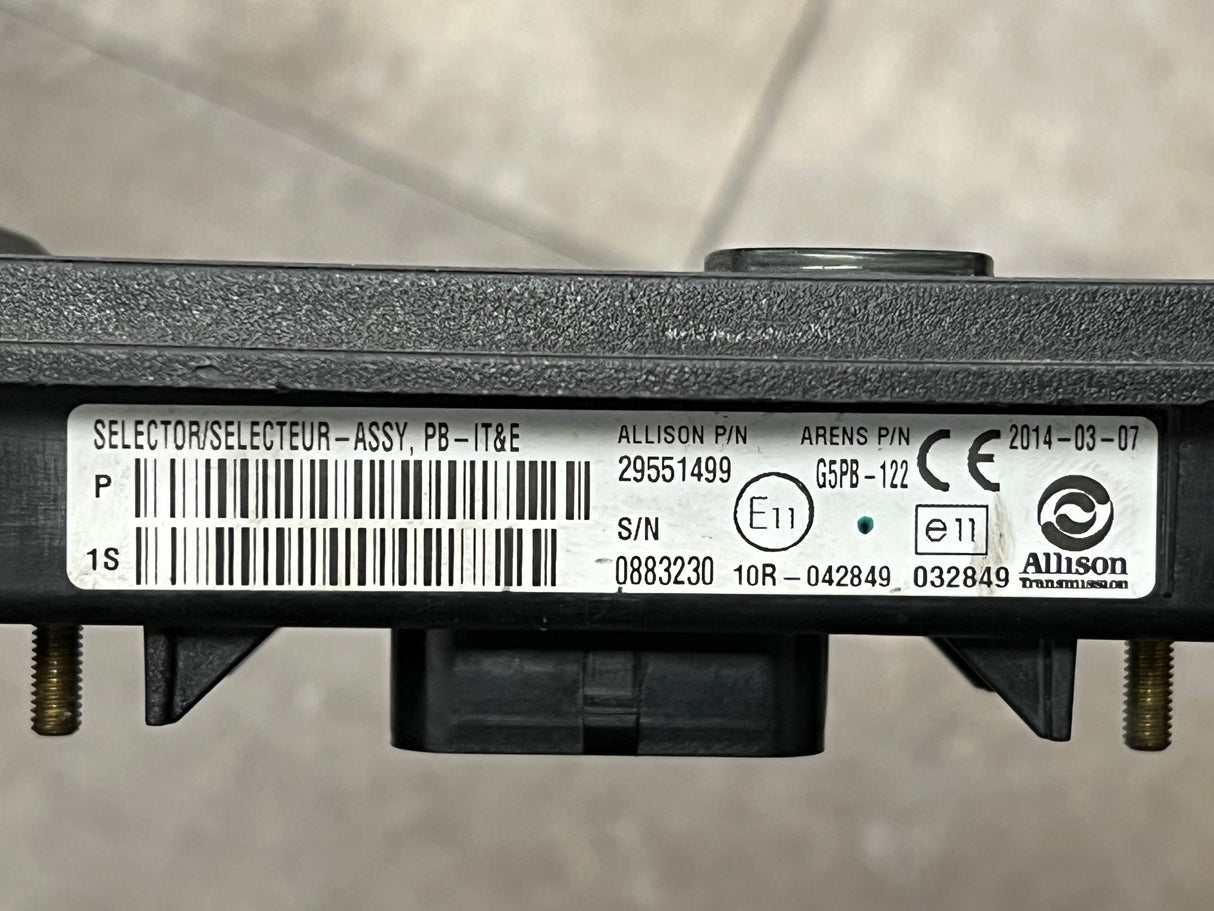 2014 Allison 29551499 Transmission Push Button Electric Shift Pad