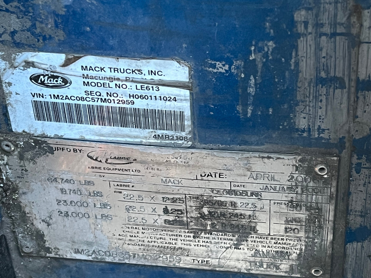 2007 Mack LE613 Forward Low Cab, 600 Series