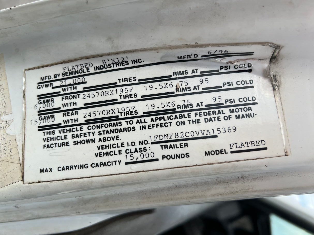 1997 Ford F800 Low Profile Option Conventional Cab