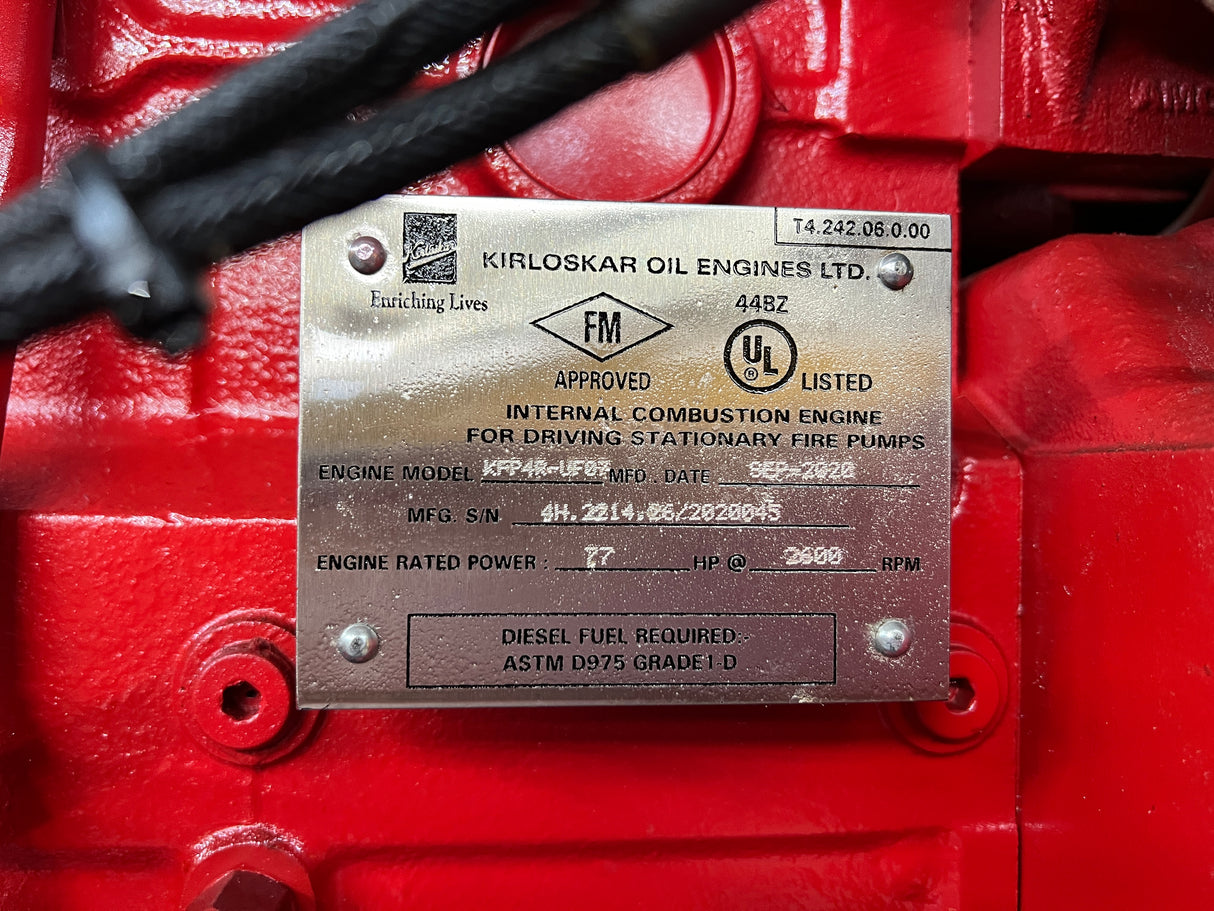 2020 Kirloskar KFP4R-UF07 Fire Pump Engine