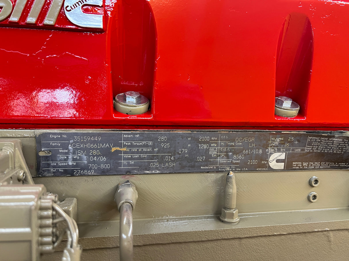 2006 Cummins ISM Diesel Engine, EPA ’04, CPL# 8560