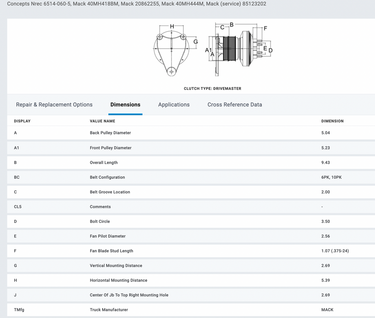 Horton Mack 999498 Fan Clutch For Sale