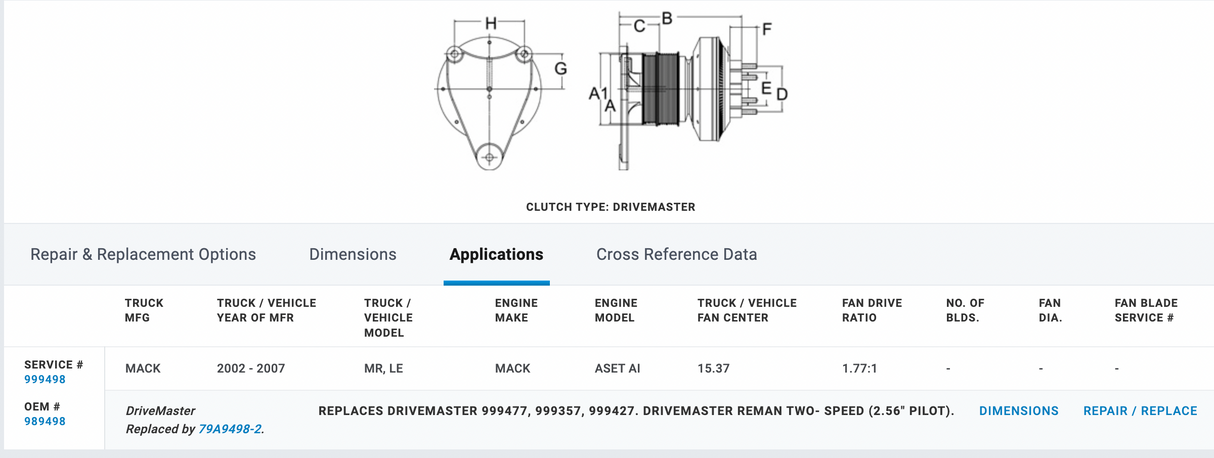 Horton Mack 999498 Fan Clutch For Sale