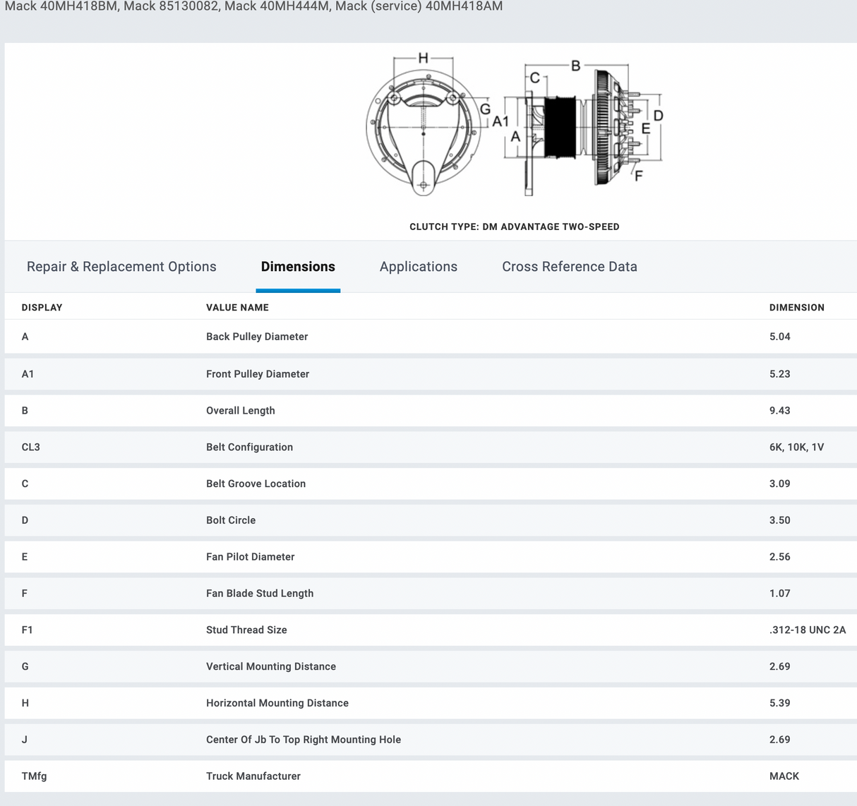 Horton Mack ASET AI 79A9498-2 Fan Clutch For Sale