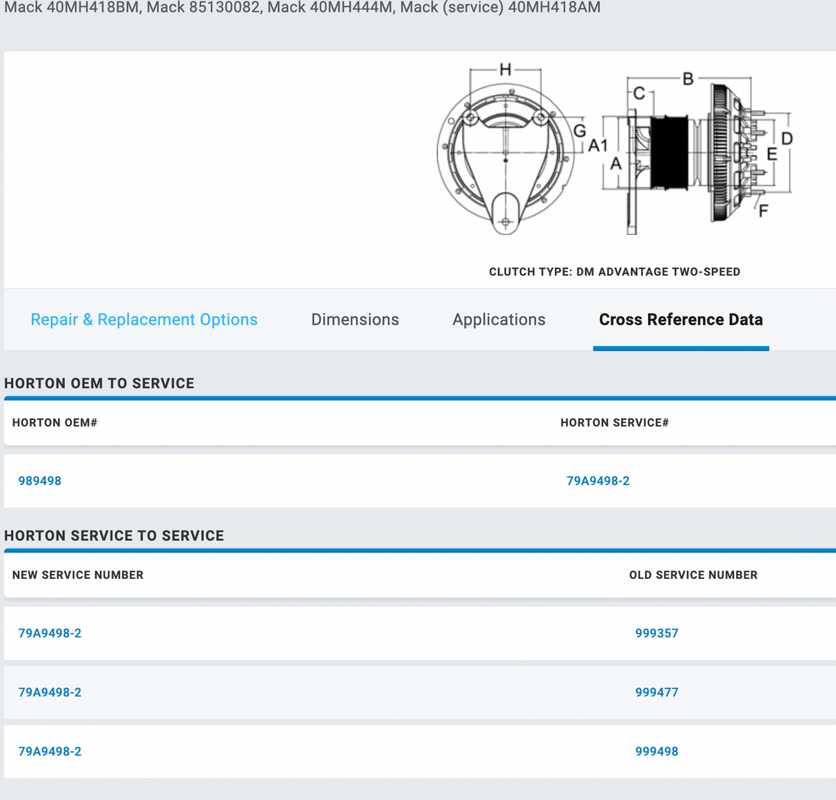 Horton Mack ASET AI 79A9498-2 Fan Clutch For Sale