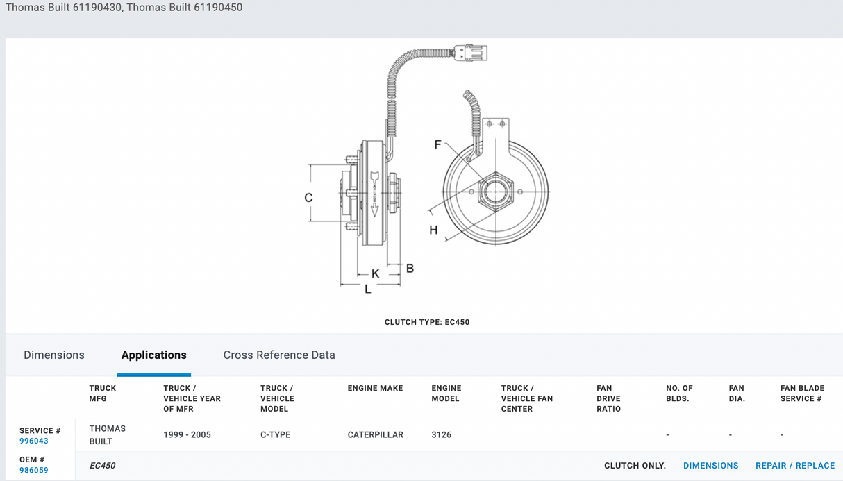 HORTON EC450 Caterpillar 3126B Fan Clutch 996043 For Sale