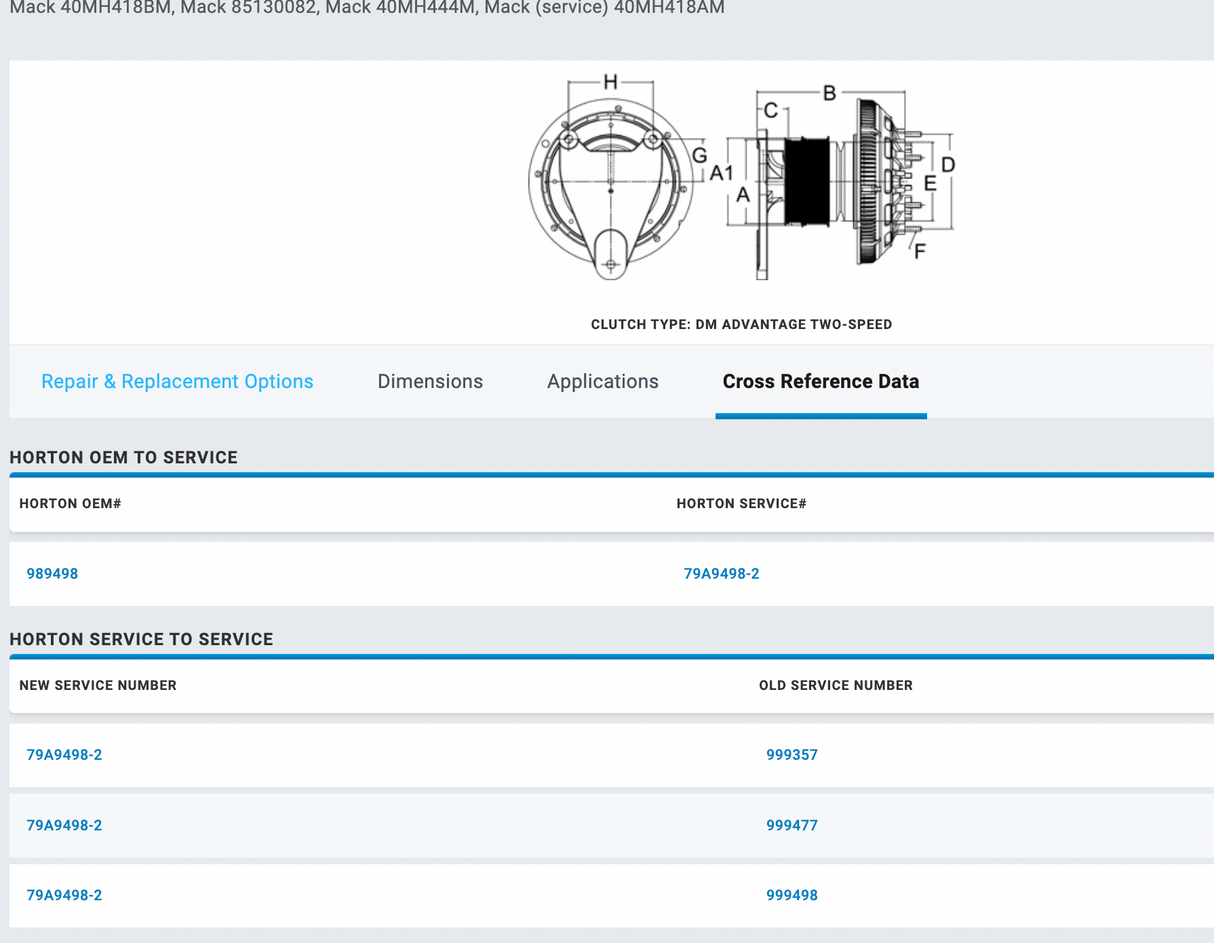 Horton Mack ASET AI 799498 Fan Clutch For Sale