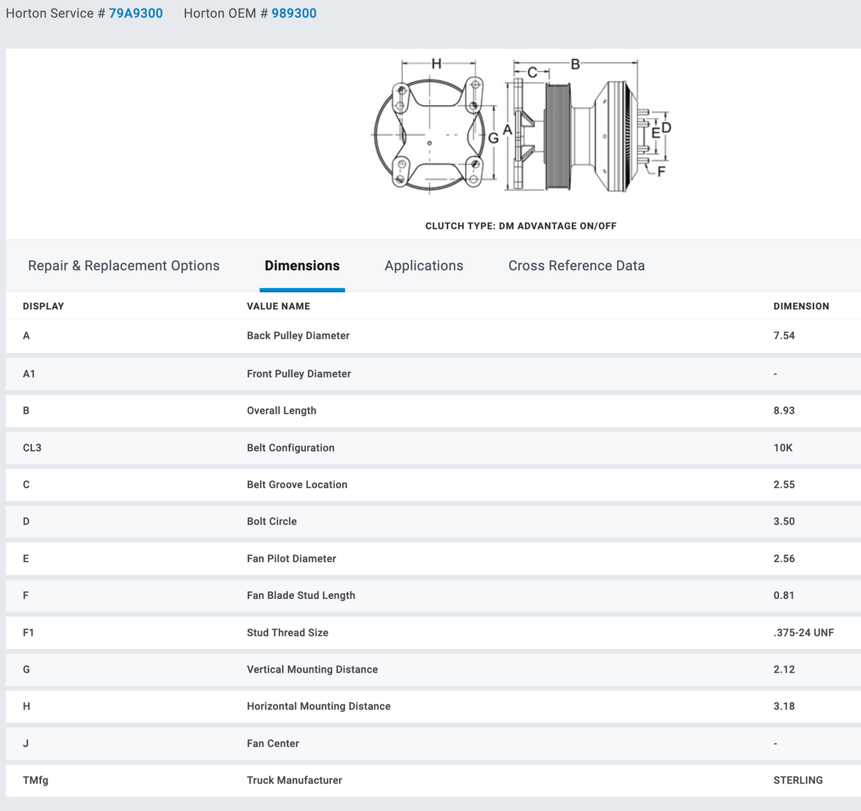 Horton Detroit Series 60 799300 Fan Clutch For Sale