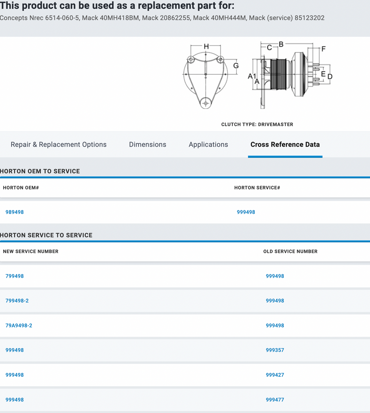 Horton Mack AI 999498 Fan Clutch For Sale