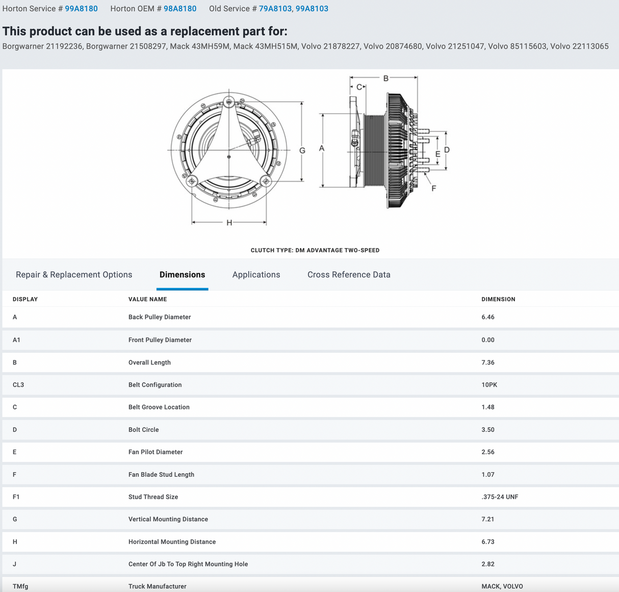 Horton Mack MP7 99A8180 For Sale