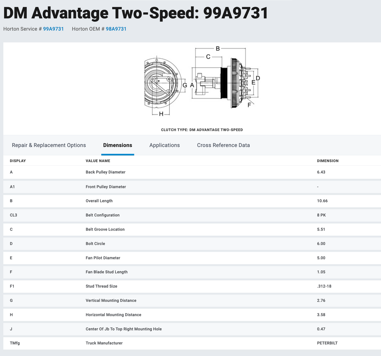 Cummins ISM Horton Fan Clutch Part # 99A9731
