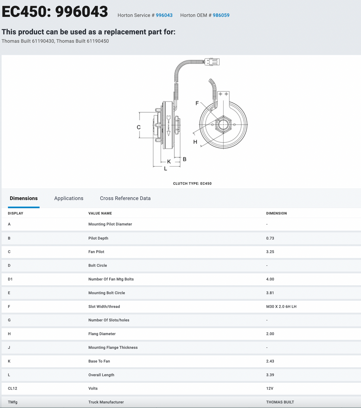 HORTON Caterpillar 3126B Fan Clutch 996043 For Sale