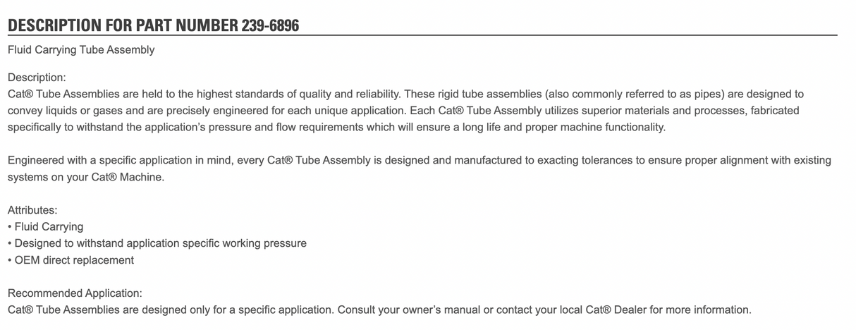 Caterpillar C7 Diesel Engine Water Coolant Flow Adapter W/Tube OEM T5011579 For Sale