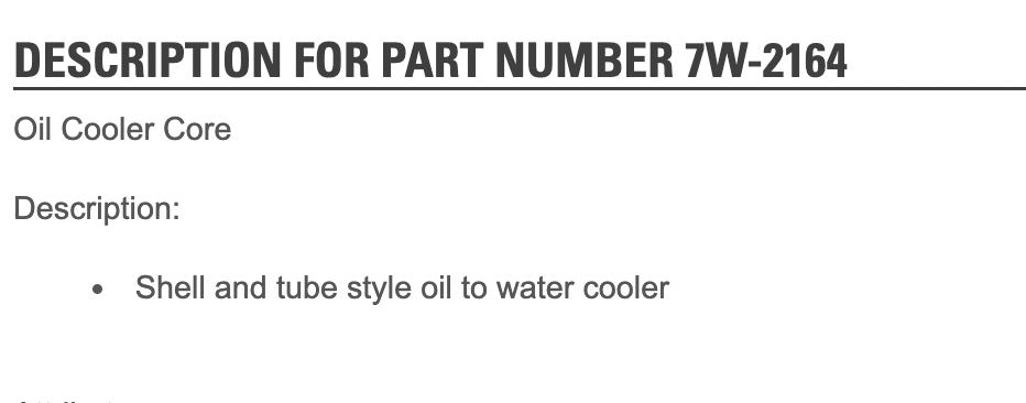 Caterpillar 3406B Engine Oil Cooler OEM 7W-2164 For Sale