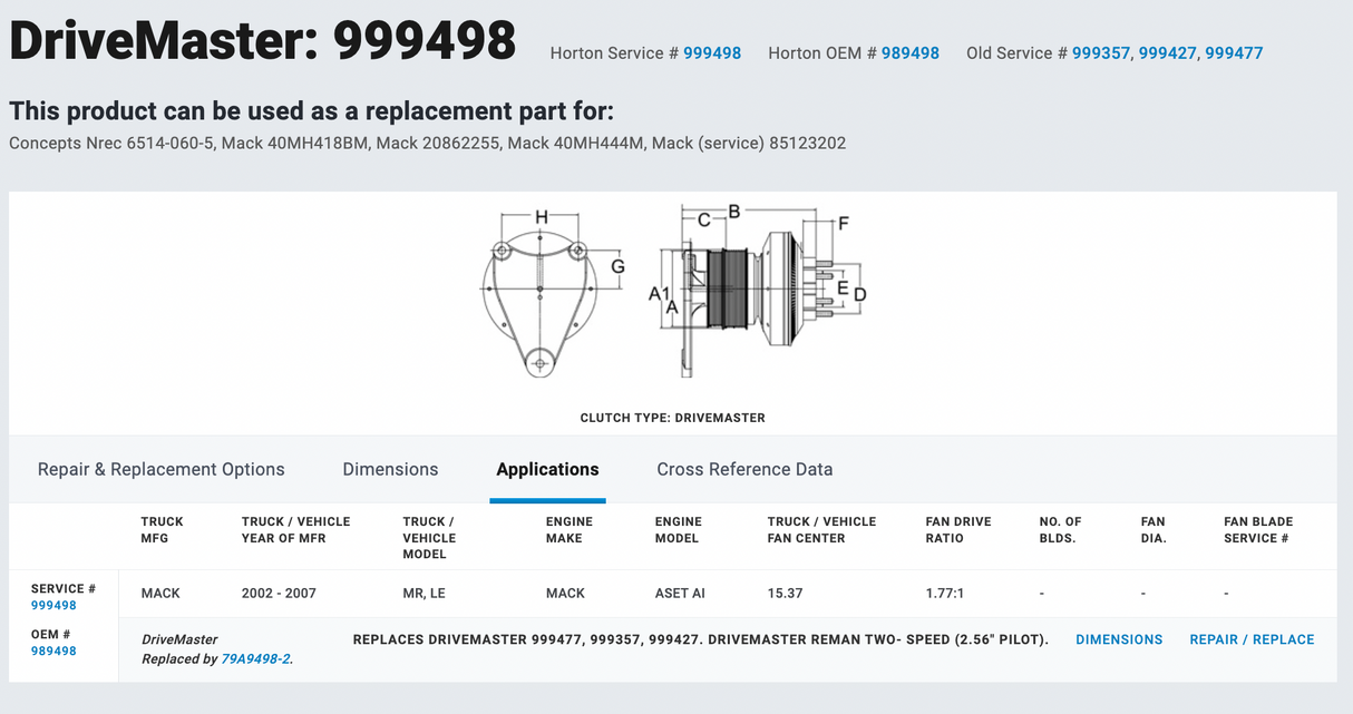 Horton Mack ASET AI 7994982 Fan Clutch For Sale