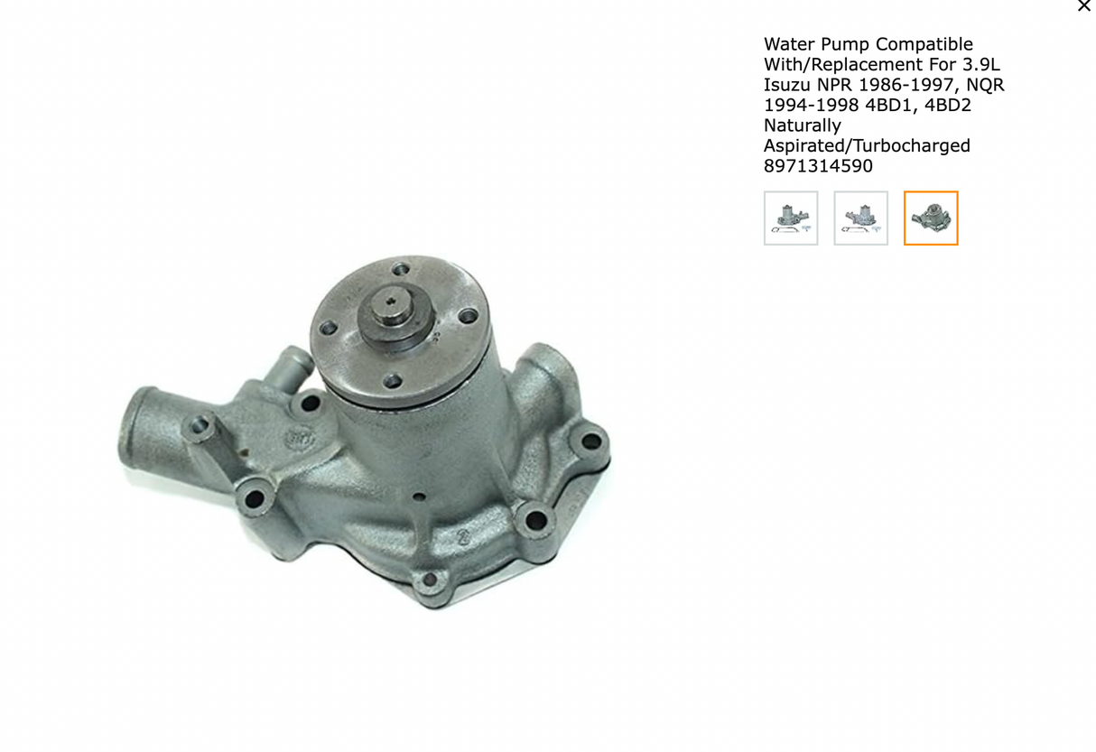 Isuzu DGI9 Water Pump For Sale