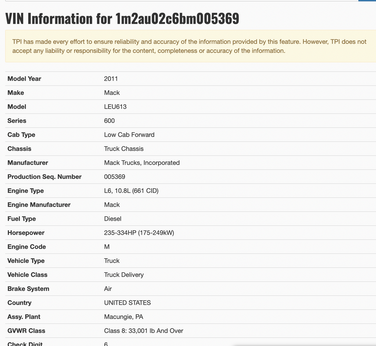 2011 Mack LEU613 Series 600 Garbage Truck W/ Mack MP7 Diesel Engine