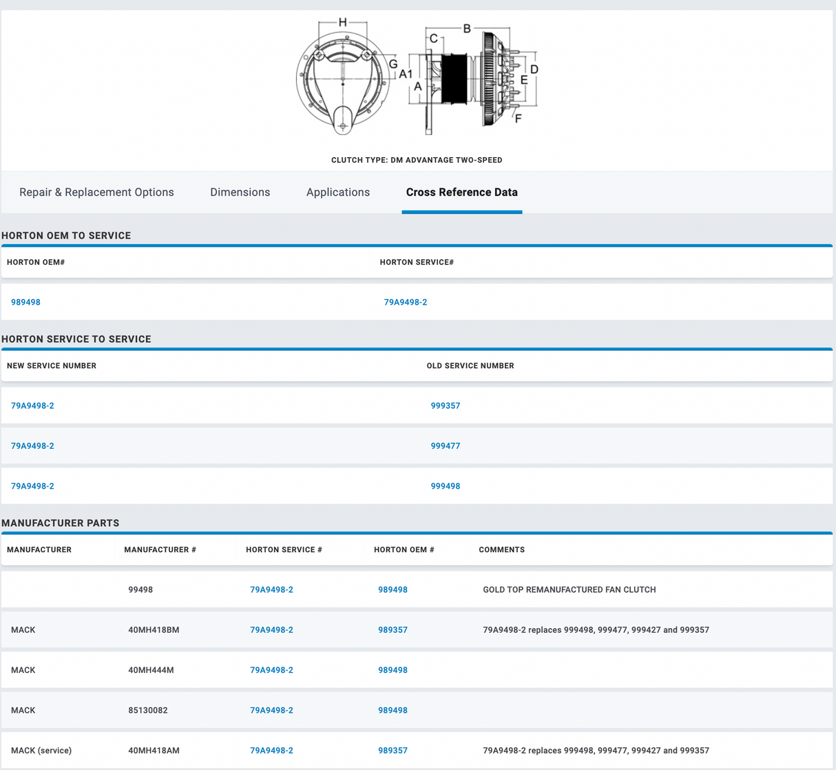 Mack ASET Horton Fan Clutch 79A9498-2