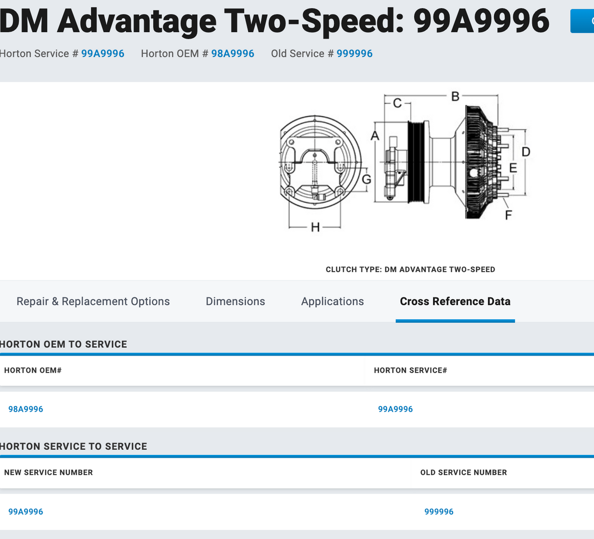Cummins ISL9 Horton Fan Clutch Part # 98A9996