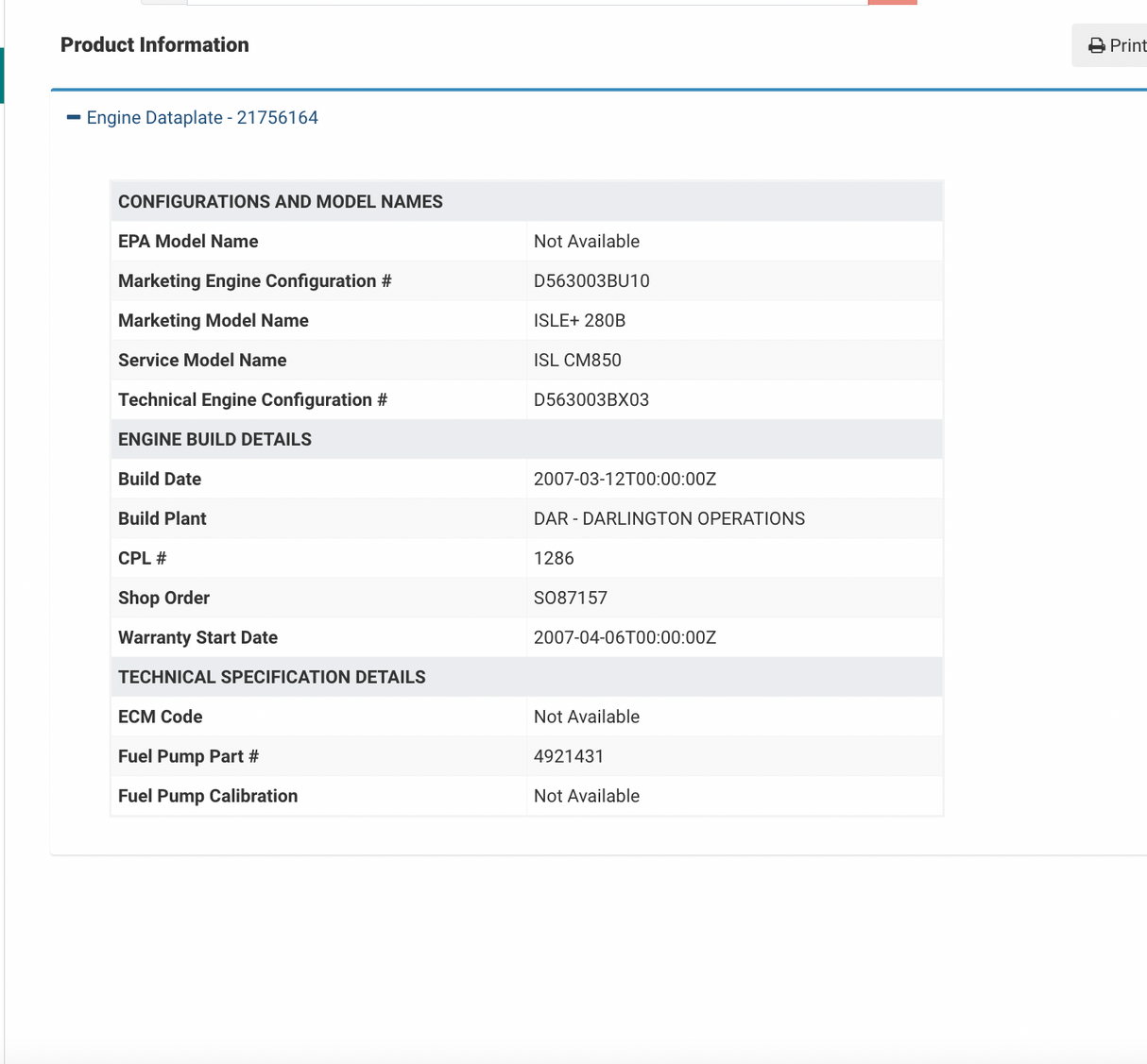 Cummins ISC / ISL Engine Control Module (ECM) Part # 4921776, CM850 w/ Cooling Plate & Fuel Transfer Pump