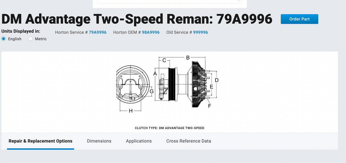 Cummins ISL Horton Fan Clutch Part # 79A9996