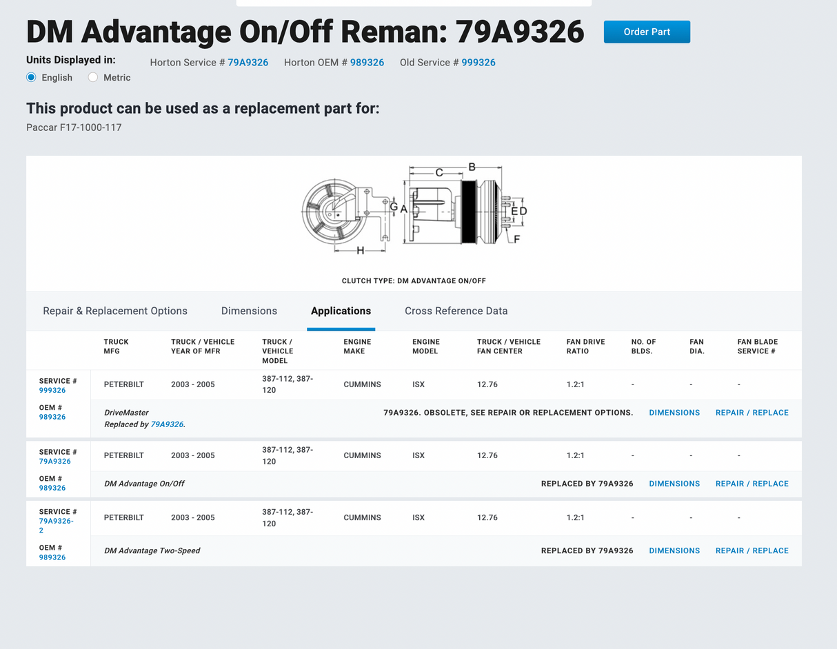 Cummins ISX Horton Fan Clutch 79A9326