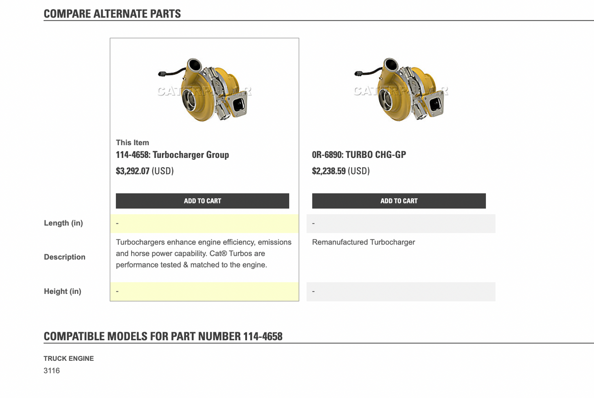 OEM Caterpillar 3116 / 3126 3-Part Exhaust Manifold w/ Turbocharger