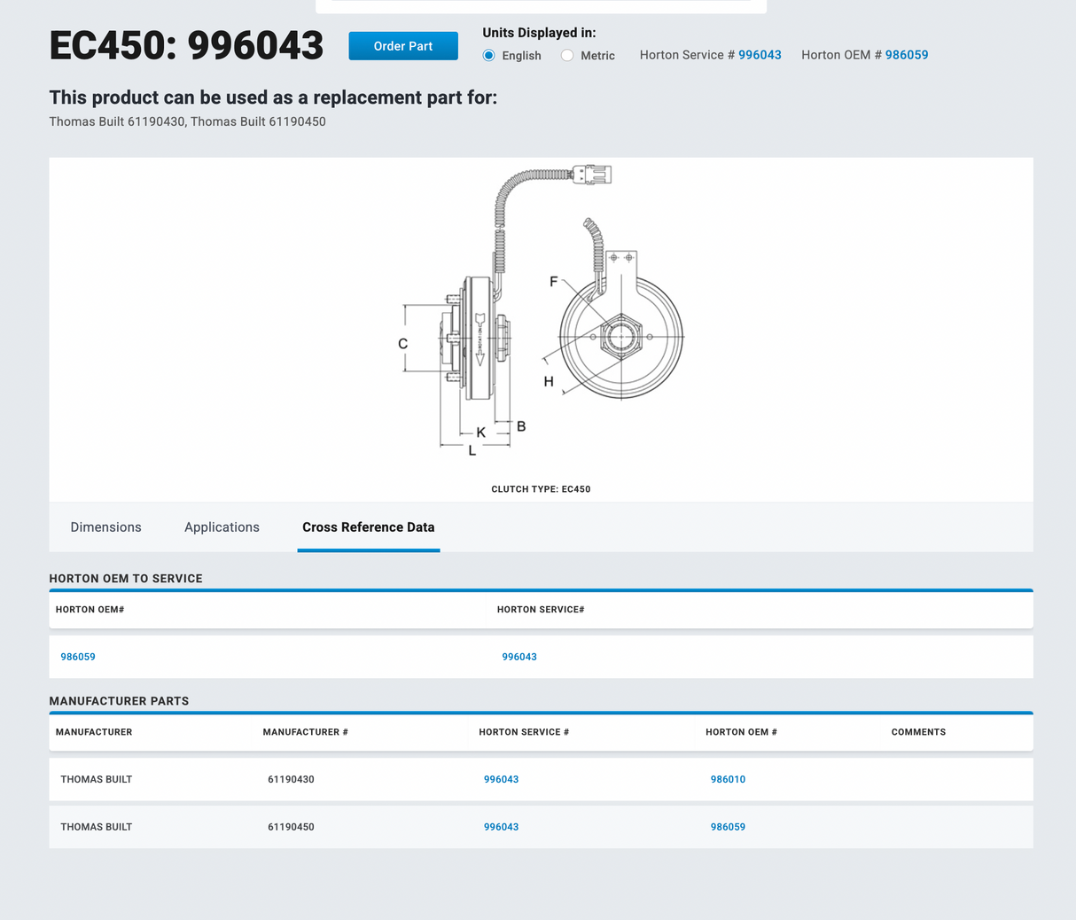 Caterpillar 3126B Horton EC450 Fan Clutch 996043