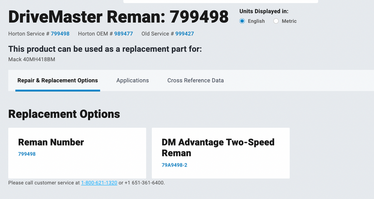 Mack ASET AI Horton Fan Clutch Part # 799498-2