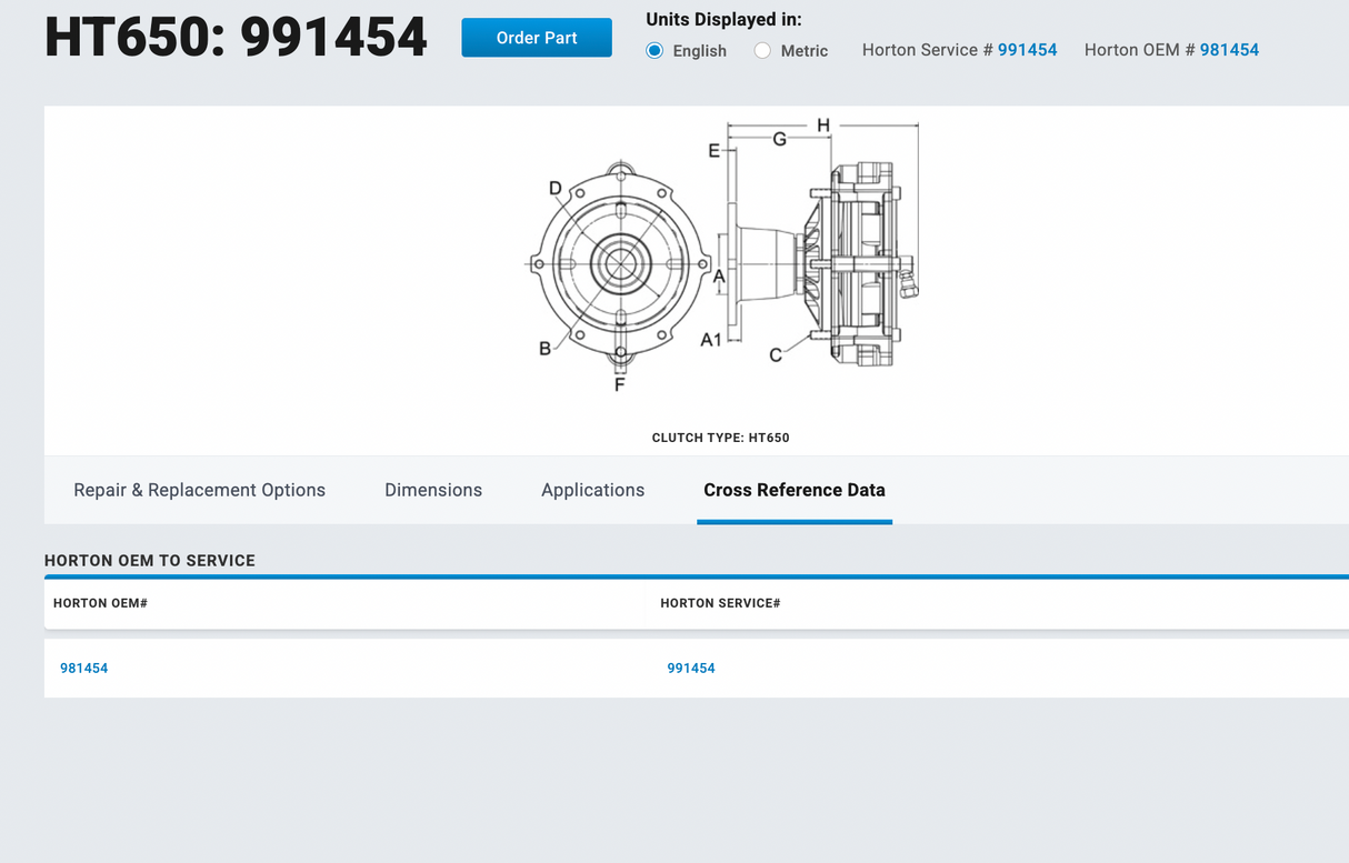Mercedes MBE900 Horton Fan Clutch 991454
