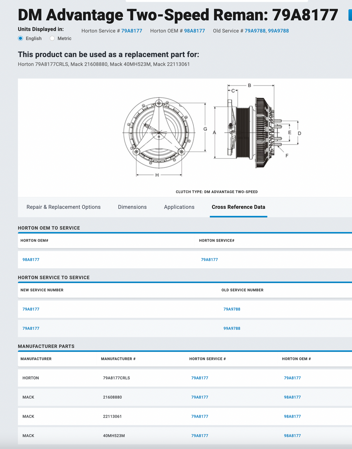 Mack MP7 Horton Fan Clutch for 2007-2011 Part # 79A8177, 21608880, 40MH523M, 22113061, 21251049