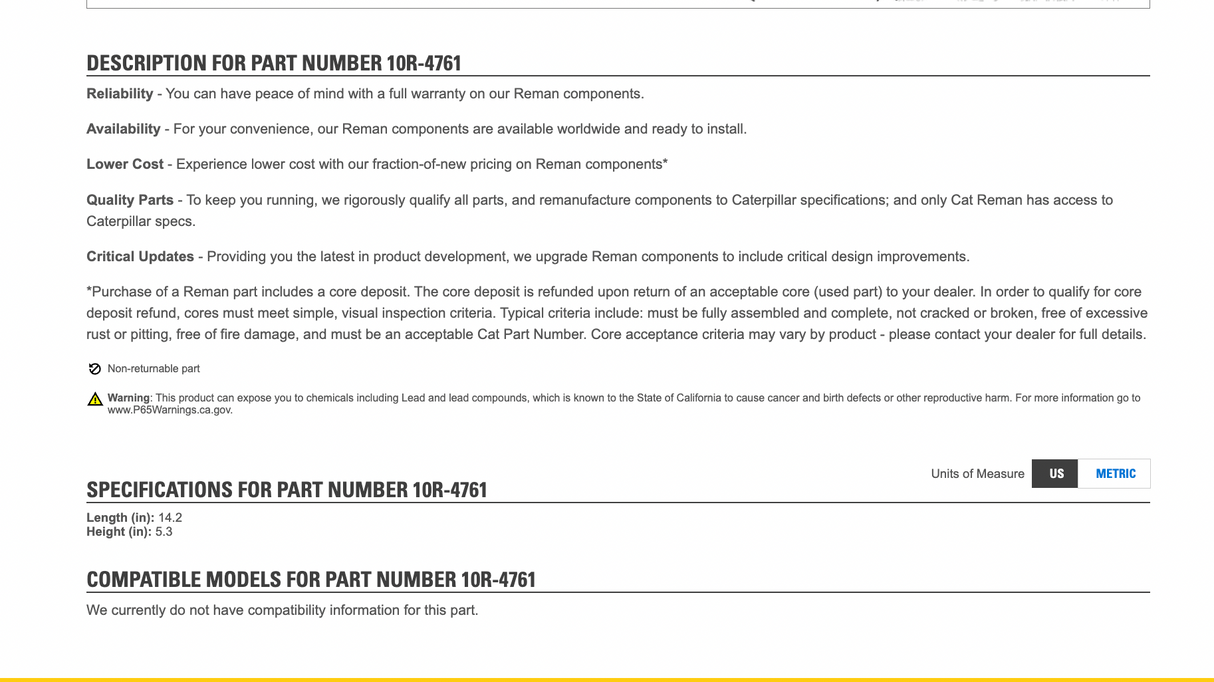 Caterpillar C7 Diesel Engine HEUI(TM) Fuel Injector 241-323