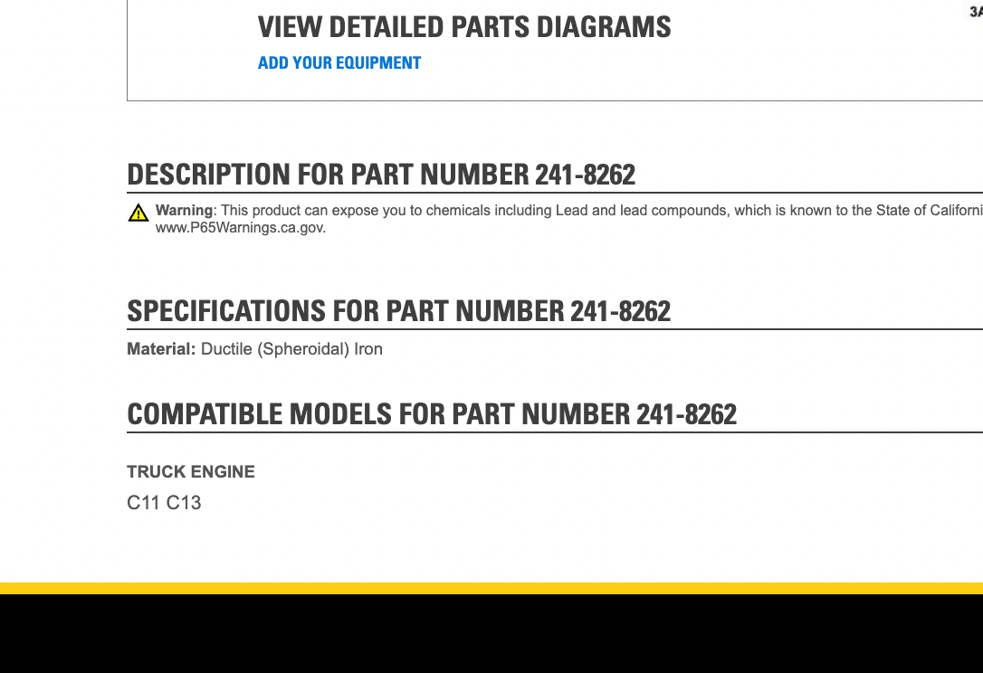 OEM Caterpillar C11 / C13 Engine Oil Cooler Part # 241-8262