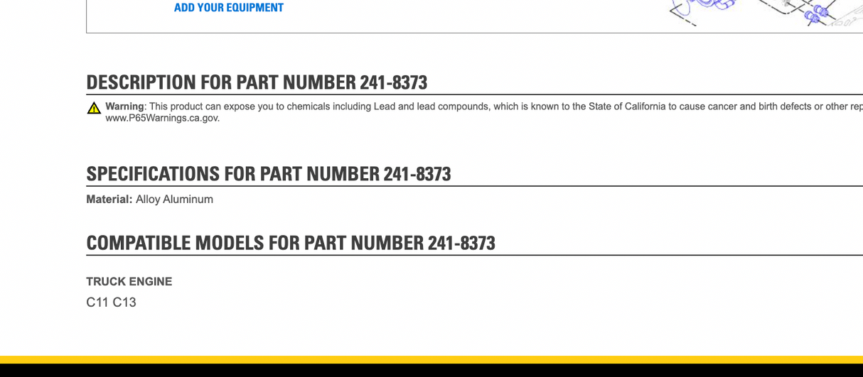 OEM Caterpillar C11 / C13 Engine Oil Cooler Part # 241-8262