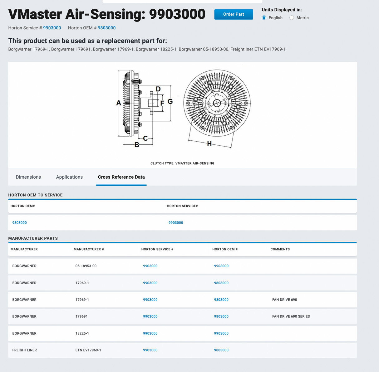 1991-2003 Freightliner BorgWarner VMaster Air-Sensing Fan Clutch 17969-1