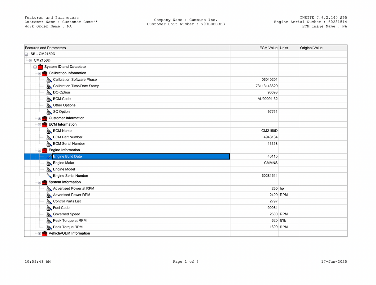 2007 Cummins ISB Engine Control Module (ECM) Part # 4943134, CM2150