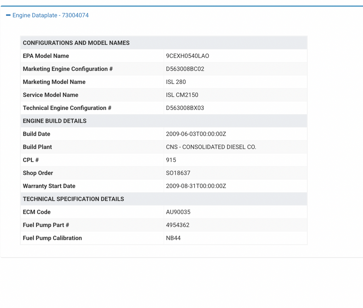 2009 Cummins ISL Engine Control Module (ECM) Part # 4943134