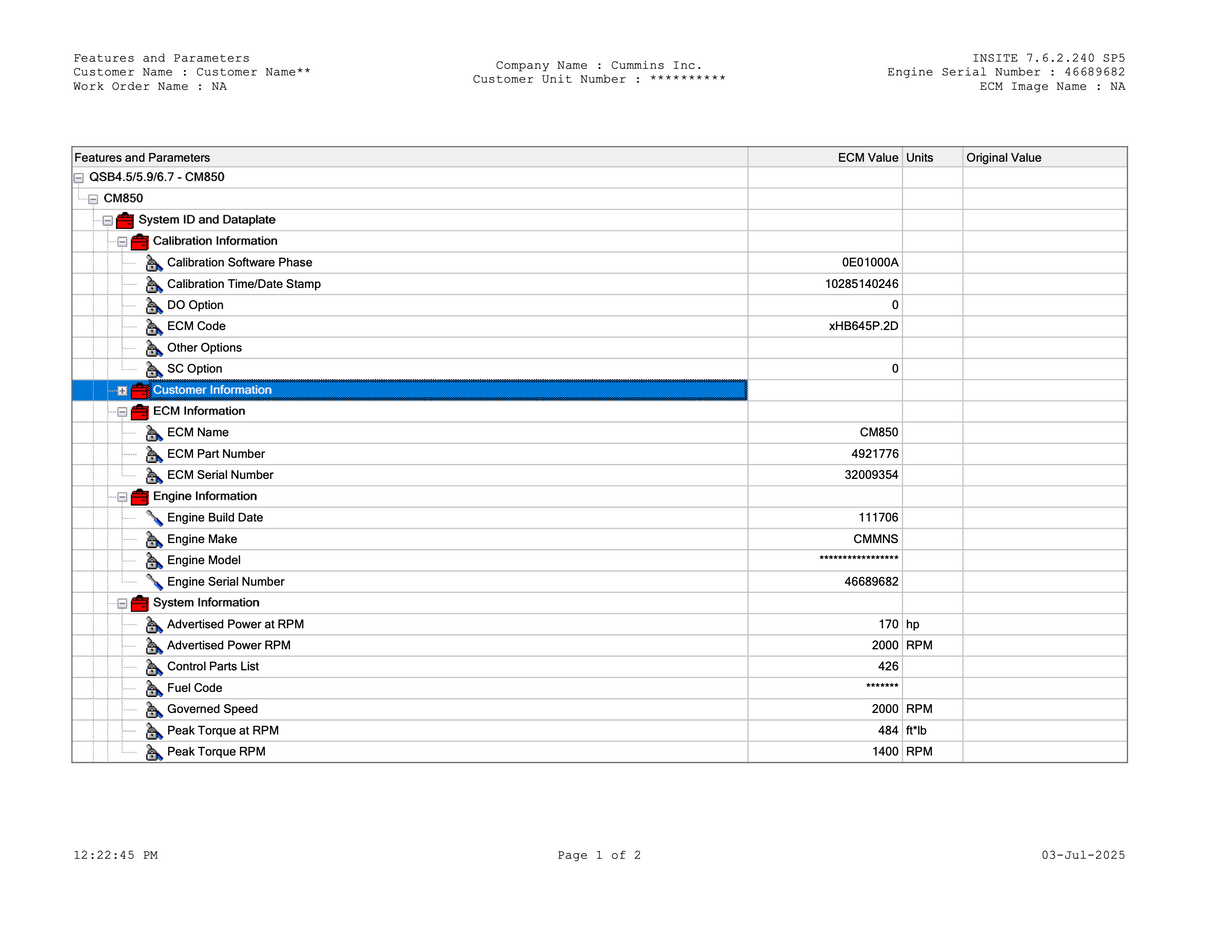 2006 Cummins QSB4.5/5.9/6.7 Engine Control Module (ECM) Part # 4921776, CM850
