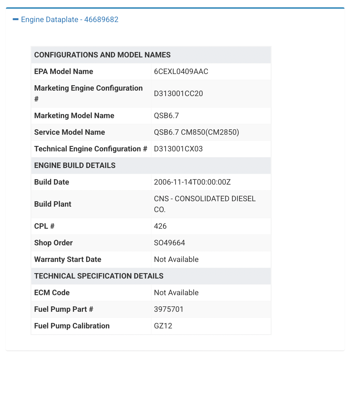 2006 Cummins QSB4.5/5.9/6.7 Engine Control Module (ECM) Part # 4921776, CM850