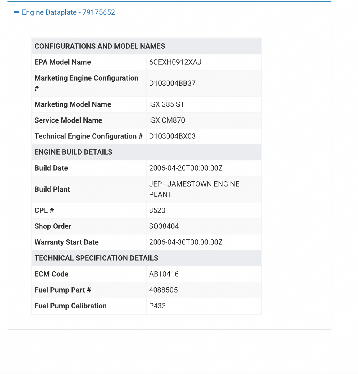 2006 Cummins ISX Engine Control Module (ECM) Part # 3684009, CM870