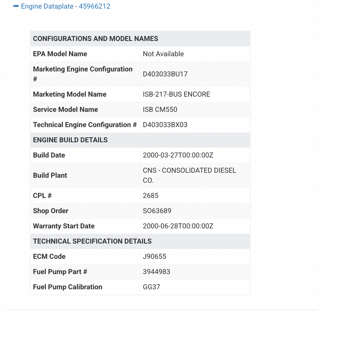 2000 Cummins ISB 5.9L Diesel Engine ECM For Sale, Part # 3944124, CM550