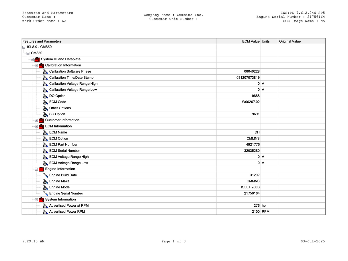 Cummins ISC / ISL Engine Control Module (ECM) Part # 4921776, CM850 w/ Cooling Plate & Fuel Transfer Pump