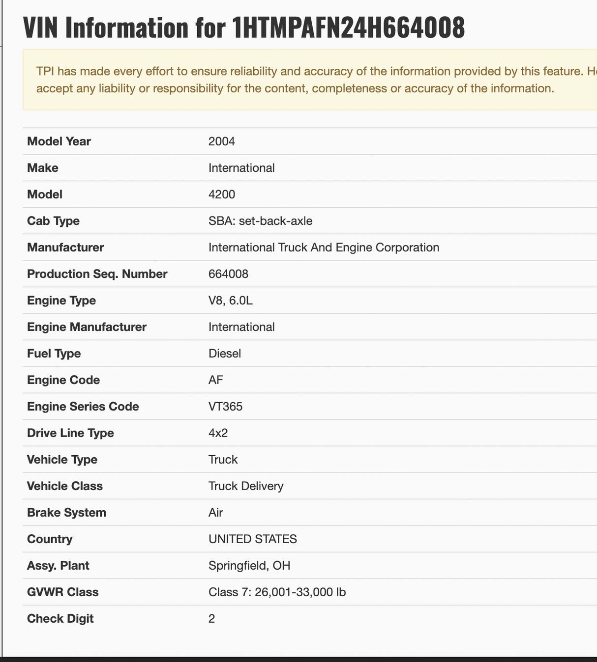 2004 International 4200 SBA - SET-BACK-AXLE Cab