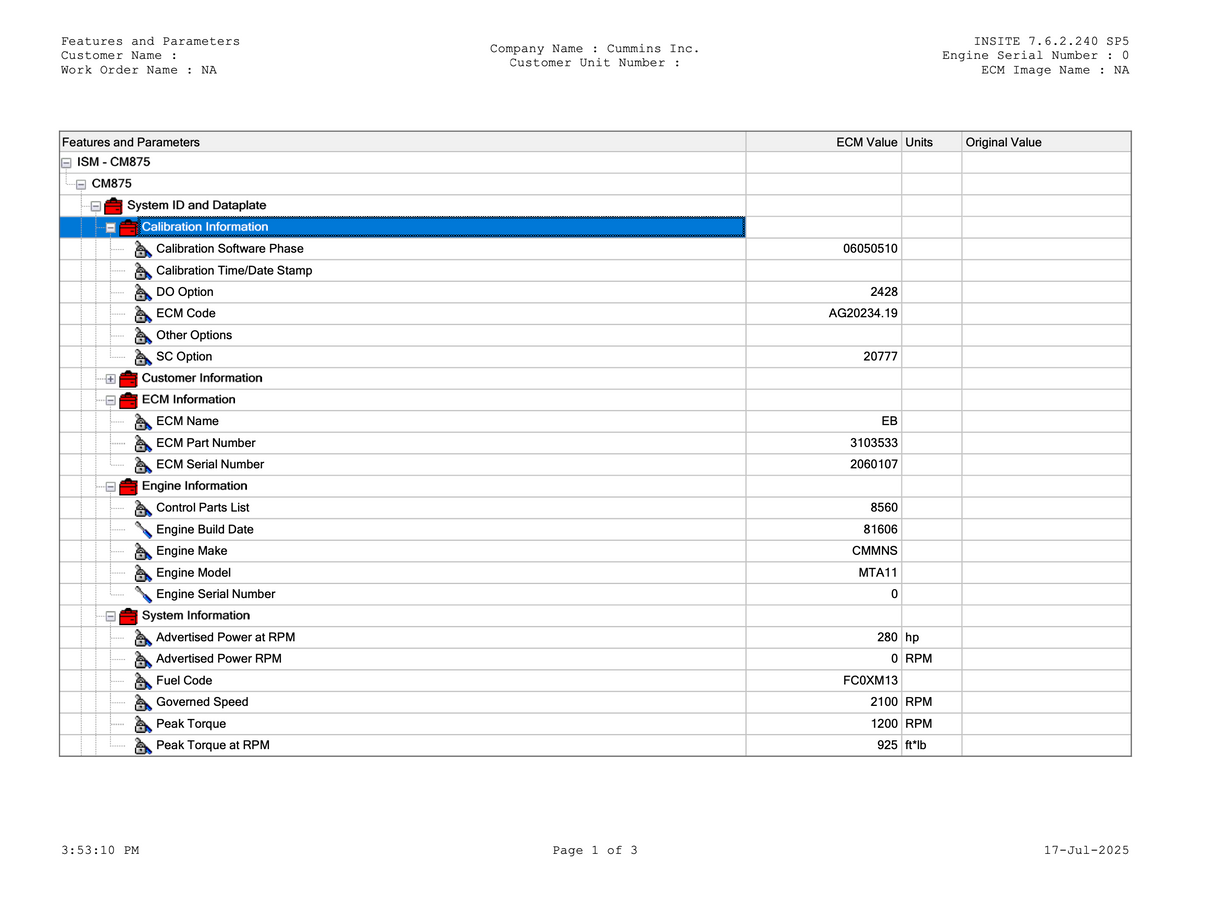 2006 Cummins ISM Engine Control Module (ECM) for 2004-2006 Part # 3103533, CM875
