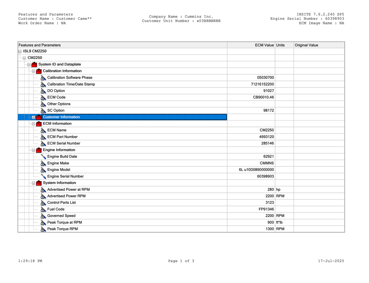 2010 Cummins ISL9 Engine Control Module (ECM) 4993120, CM2250