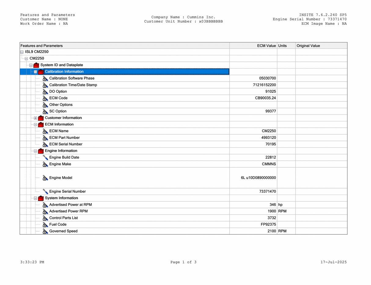 2012 Cummins ISL9 Engine Control Module (ECM) for 2010-2012 Part # 4993120, CM2250