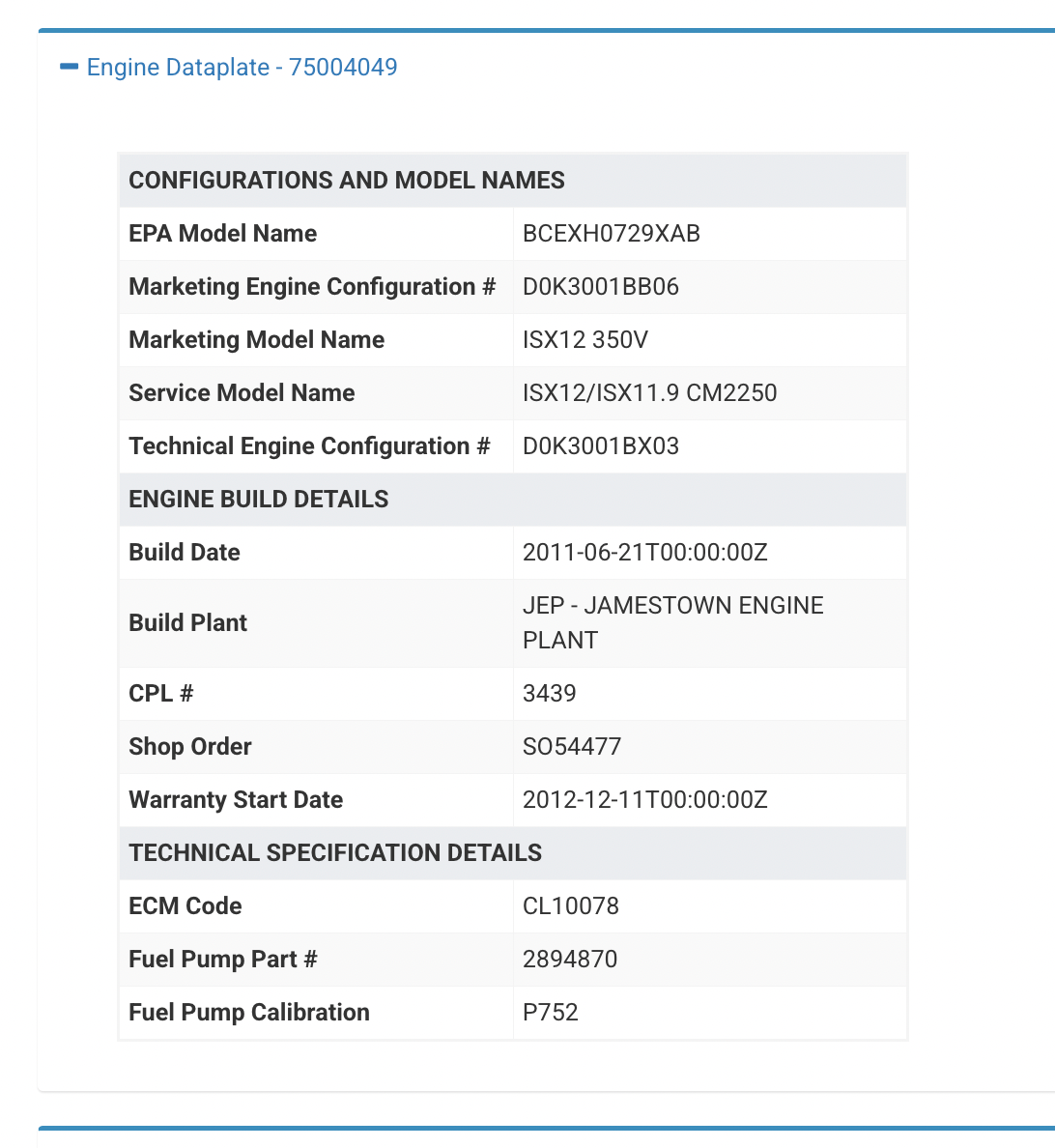 2011 Cummins ISX12 Engine Control Module (ECM) For 2010-2012 Part # 4993120, CM2250