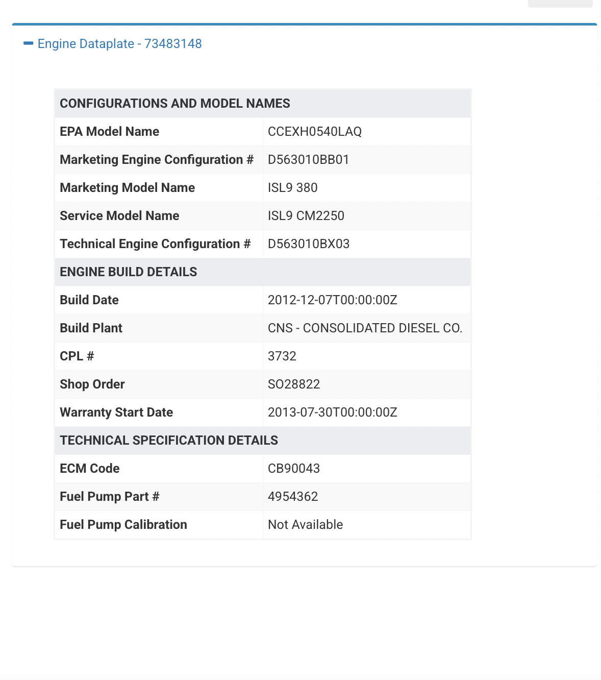 2012 Cummins ISL9 Engine Control Module (ECM) Part # 4993120, CM2250