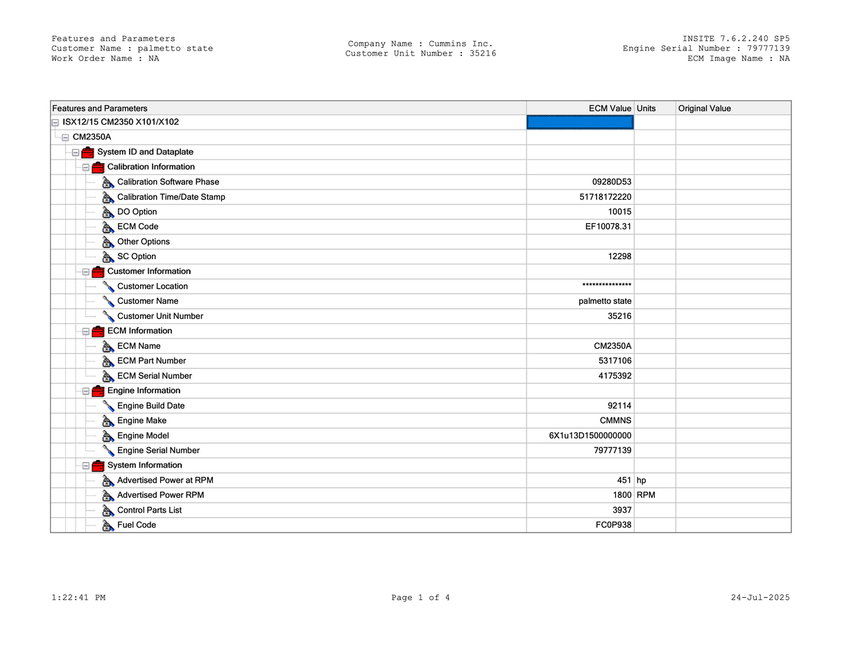 2014 Cummins ISX12/15 Engine Control Module (ECM) Part # 5317106, CM2350 X101
